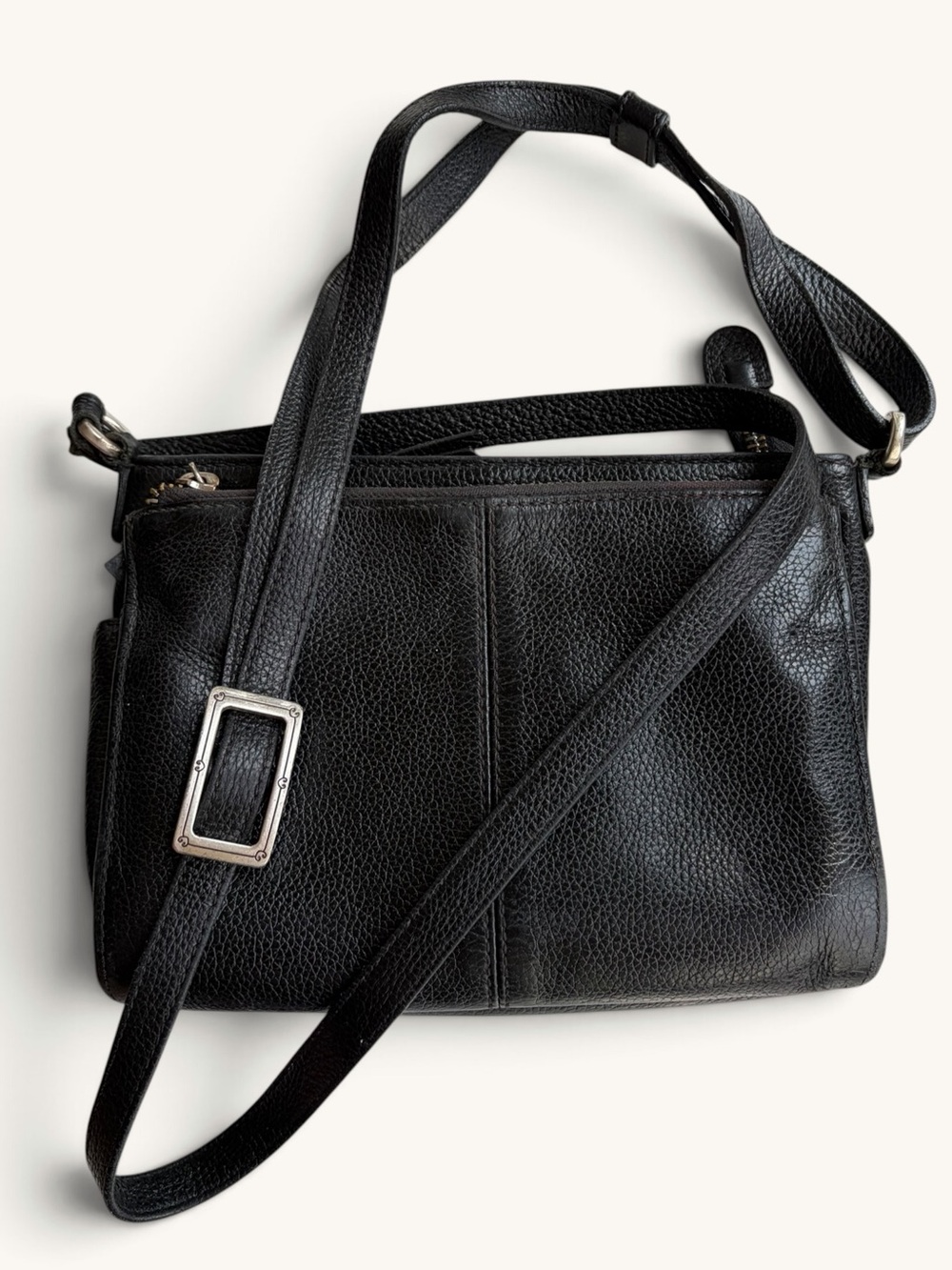 Brighton Black Pebbled Leather Crossbody Bag
